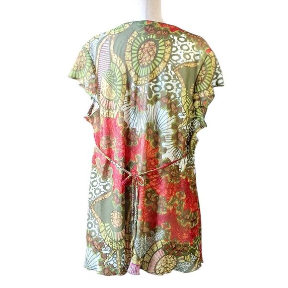 JOHN PAUL RICHARD Chiffon Blouse Summer Top Boho Print Short Sleeve Plus Size 3X - Picture 3 of 12